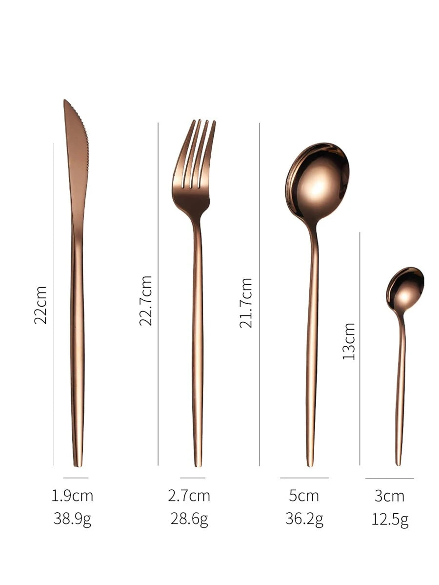 24pcs Stainless Steel Cutlery Set - Rose Gold