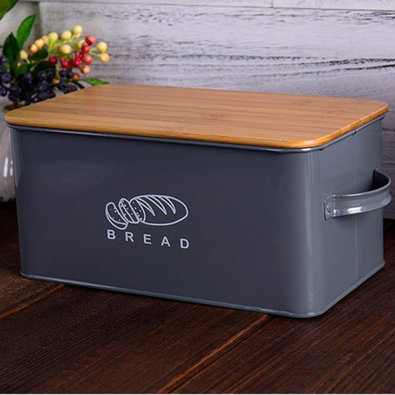 Premium Large Black Metal Bread Holder Storage Box